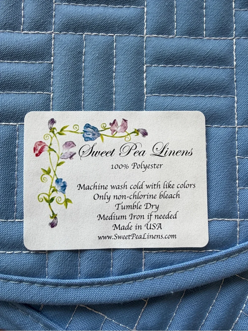 Sweet Pea Sky Blue Quilted Round Placemats